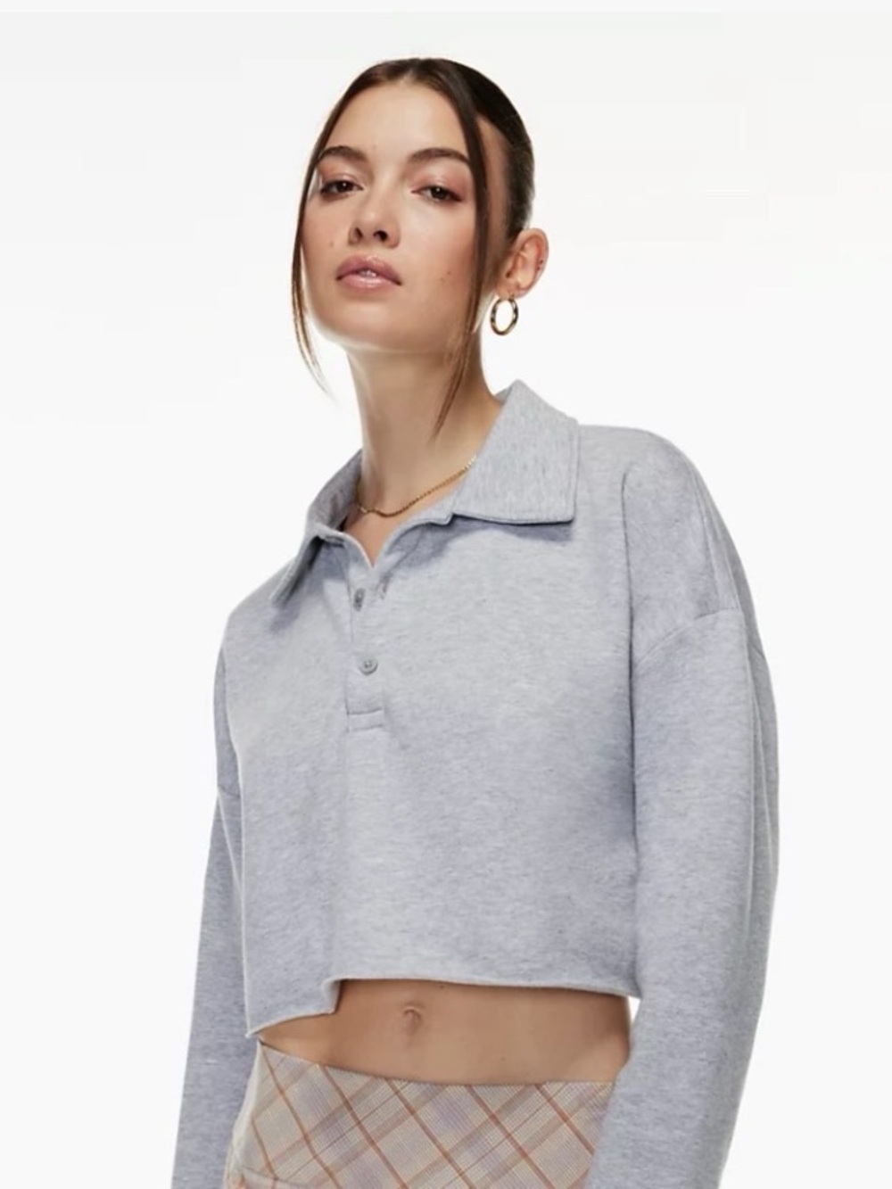 Sunday Best Light Grey Cropped Polo Pullover